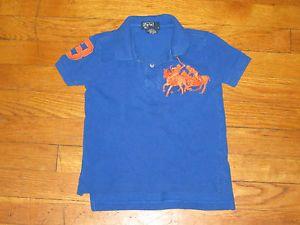 Large Polo Logo - BOYS RALPH LAUREN POLO SHIRT BLUE ORANGE LARGE HORSE LOGO SIZE 3