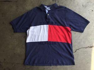 Large Polo Logo - Vintage Tommy Hilfiger Big Logo Flag Polo Shirt sz Large Blue | eBay