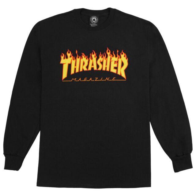 Flame Orange with Black Logo - Thrasher Flame Logo Longsleeve Tshirt Black Orange L | eBay