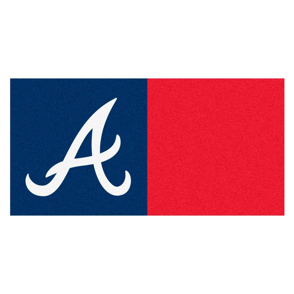 Red and Navy Blue Logo - FANMATS MLB Braves Navy Blue and Red Nylon 18 in. x 18