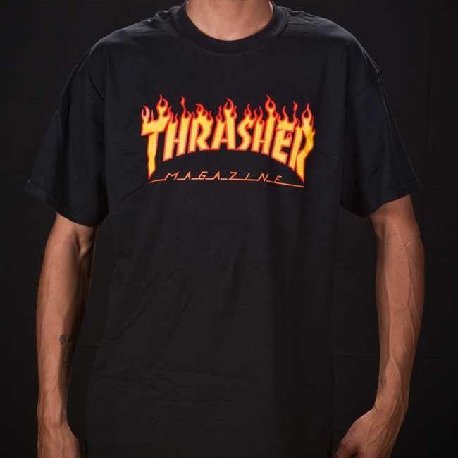 Flame Orange with Black Logo - Thrasher Magazine Flame Logo T-shirt Black — Soul Studio | Shop ...