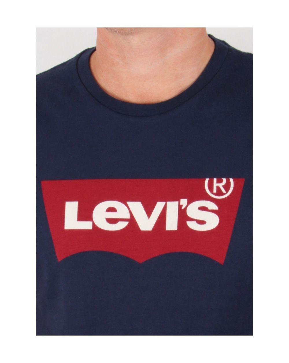 Red and Navy Blue Logo - levis logo tee, navy blue