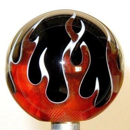 Flame Orange with Black Logo - Flameball Shift Knob | Three-Color Flame | Orange Flame on Black