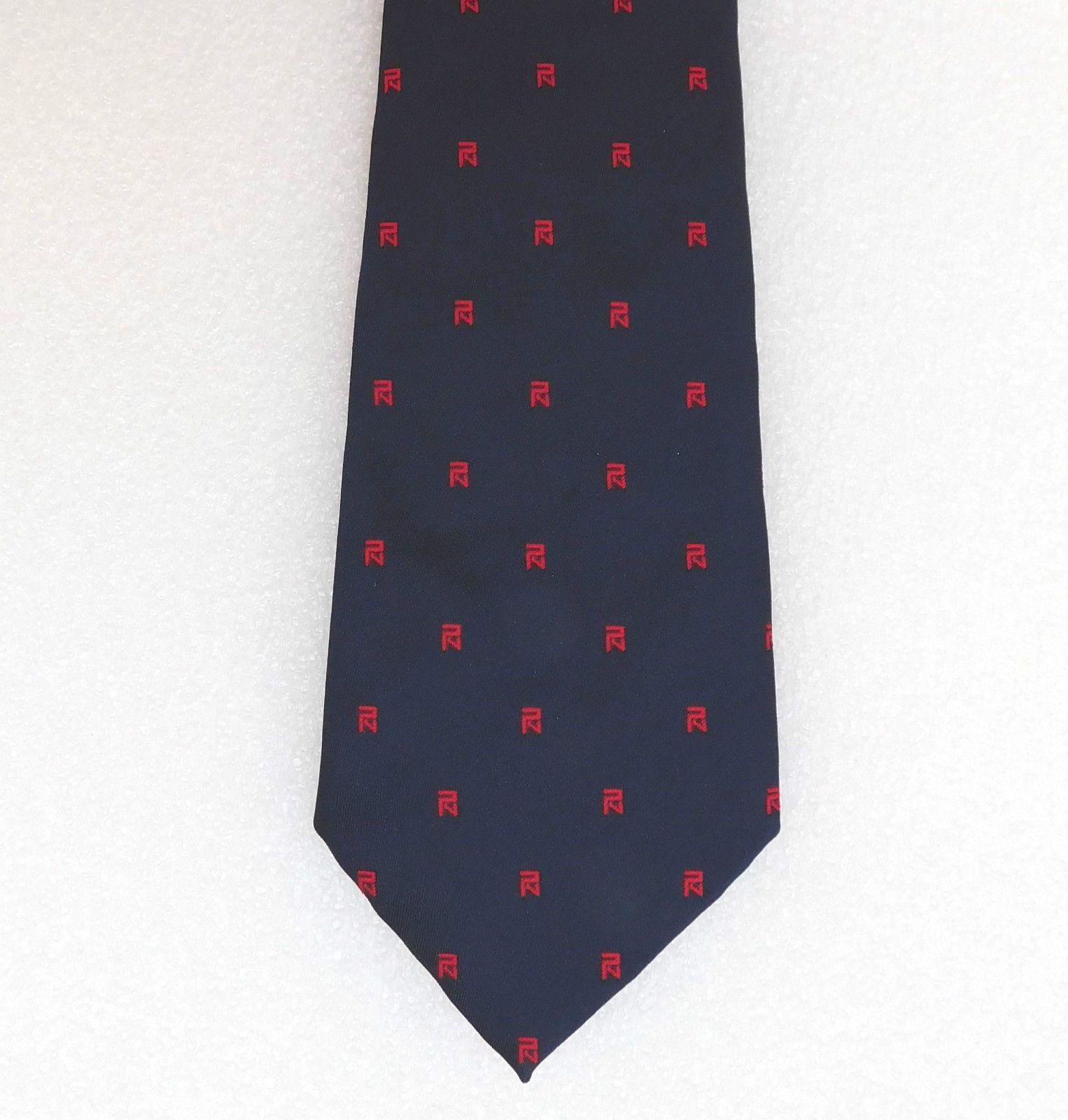 Red and Navy Blue Logo - Unidentified corporate tie Navy blue Red logo PN RN initial British ...