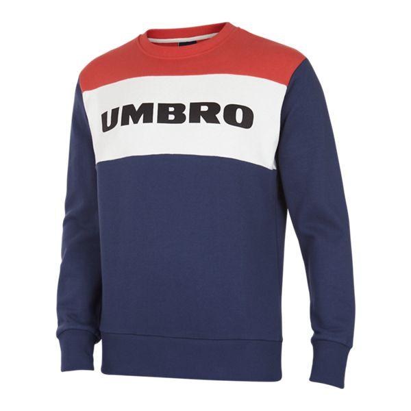 Red and Navy Blue Logo - Umbro Block Logo Crew - Men Sweatshirts Navy Blue-White-Red DM71973