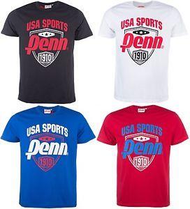 Red and Navy Blue Logo - New Men's Penn Logo T Shirt Top White Red Black Navy