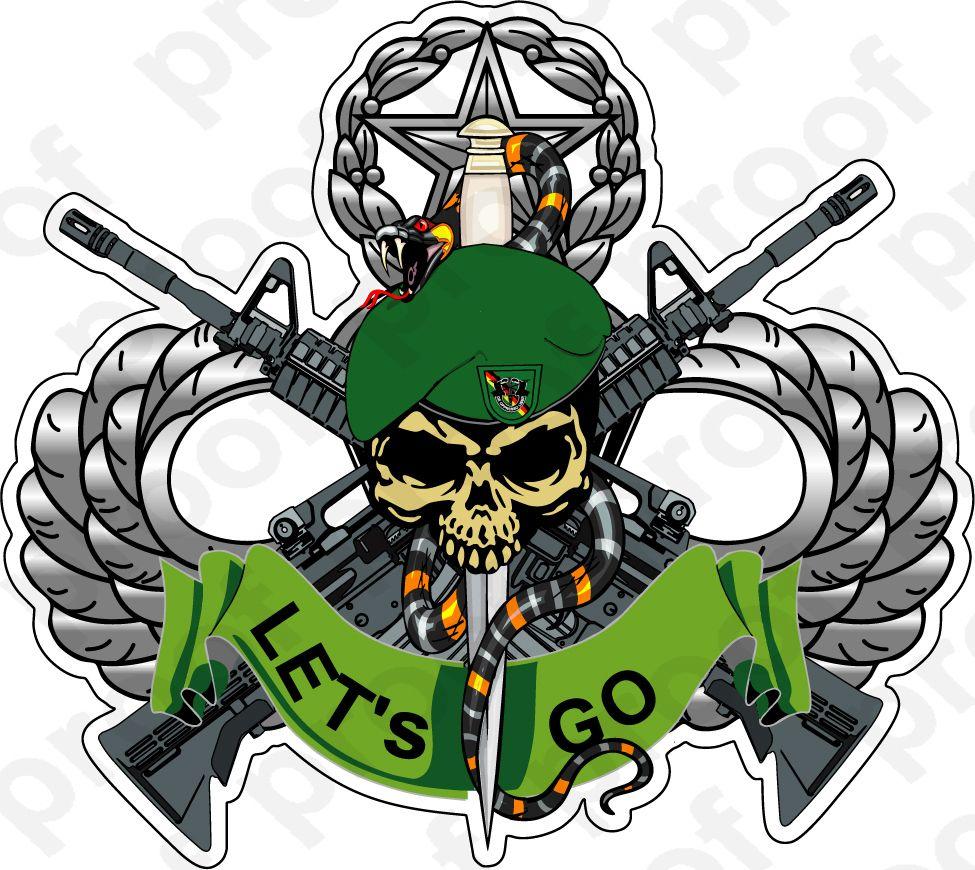 Special Forces Logo - STICKER U S ARMY FLASH 10TH SPECIAL FORCES GROUP BAD TOLZ SKULL LOGO