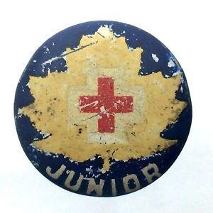 Old Red Cross Logo - Vintage Junior Red Cross Maple Leaf Old Canadian Pin Back Pinback