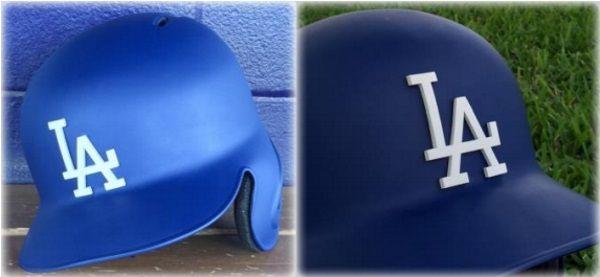 Softball Helmet Logo - 3Ders.org Dodgers make MLB history with 3D printed helmet logos