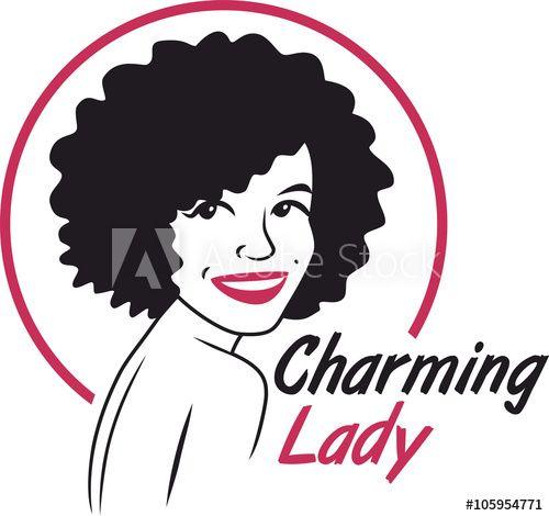 Lady in a Circle Logo - charming lady logo pink and black circle - Buy this stock vector and ...