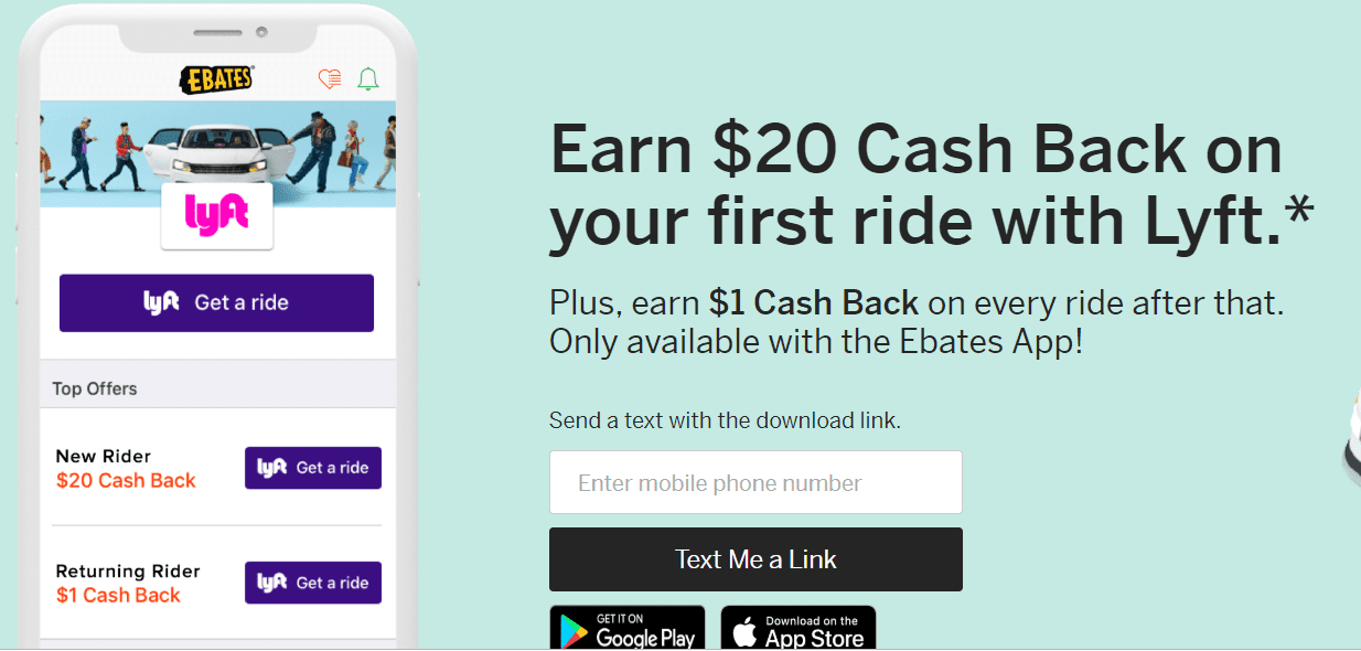 Ebates App Logo - Ebates: Get $1 Back on Every Lyft Ride Of Credit
