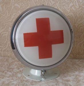 Old Red Cross Logo - OLD Vintage Russian Glass LAMP Red Cross Warning Light Ambulance Car