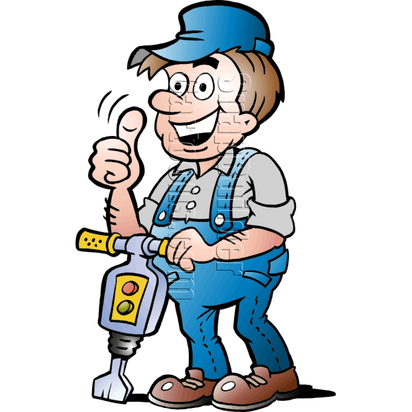 Construction Worker Logo - Construction Worker with Jack Hammer