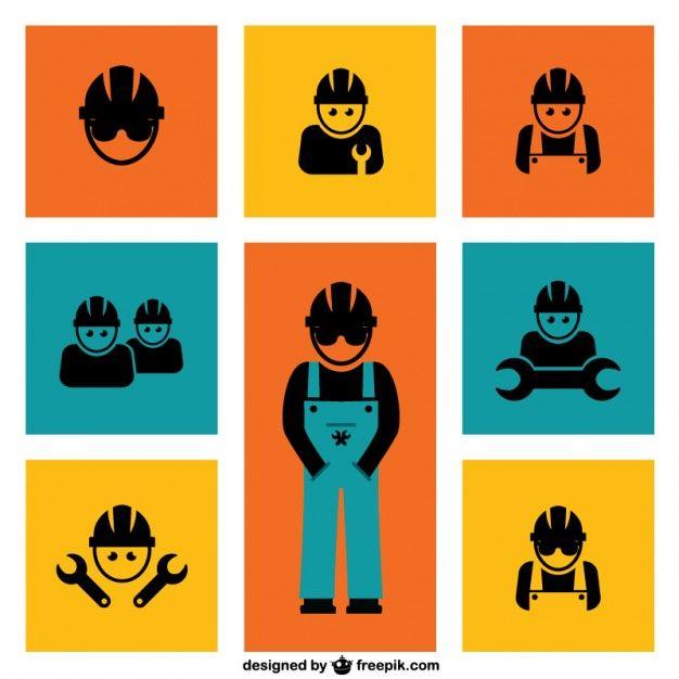 Construction Worker Logo - Construction workers avatars Vector