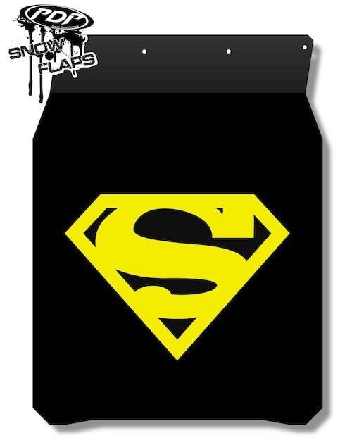 Yellow Black Superman Logo - Proven Design Products. Polaris Pro RMK / Assault Snowmobile Snow Flaps