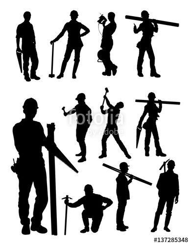 Construction Worker Logo - Construction worker gesture silhouette. Good use for symbol, logo