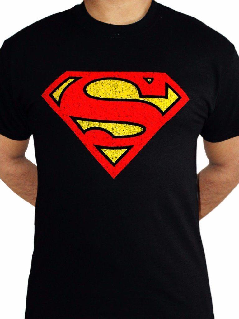 Yellow Black Superman Logo - Superman Logo Distressed DC Comics Mens Tshirt of Impression