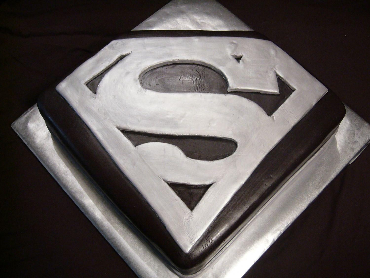 Yellow Black Superman Logo - Superman - 12x12 Yellow Cake cut to shape, bc fill, Chocolate ...