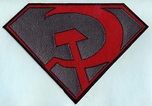 Superman Red Logo - Large Red & Gray Fully Embroidered Superman Red Son Chest