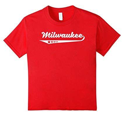 Red Wi Logo - Kids Vintage Milwaukee WI Stars Logo Retro T-Shirt 10 Red: Amazon.co ...