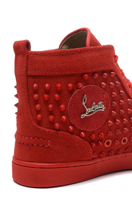 Christian Louboutin Red Bottom Logo - Christian Louboutin Louis Spikes Flat Red Bottom Men Sneakers Red Outlet