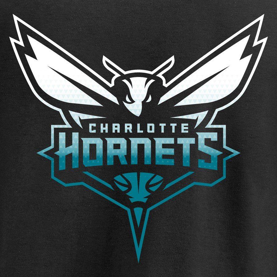 Charlotte Hornets Logo - Men's Charlotte Hornets Fanatics Branded Black Gradient Logo T-Shirt