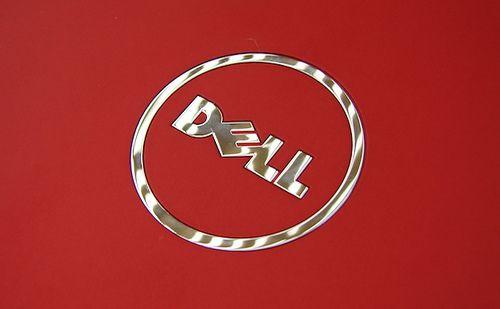 Red Dell Logo - Dell branding. There is a simple, chrome Dell logo in the c
