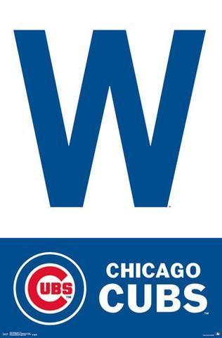 Baseball w Logo - Chicago Cubs W Style Official MLB Baseball Team Logo Poster