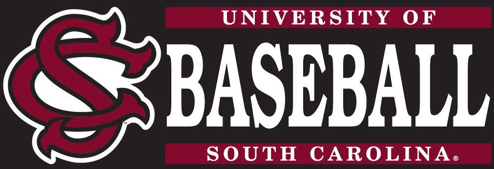 Baseball w Logo - Bar South Carolina Baseball Text w/ SC Interlock Logo Vinyl