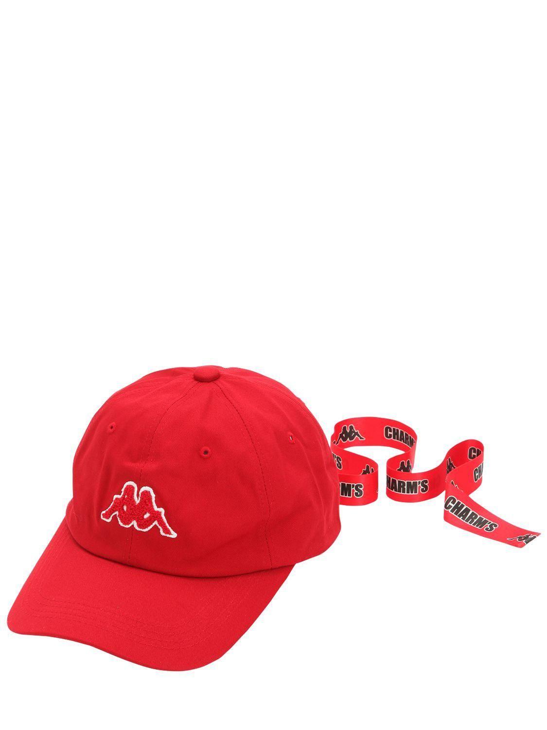 Baseball w Logo - Charm's Kappa Baseball Hat W/ Logo Ribbon in Red