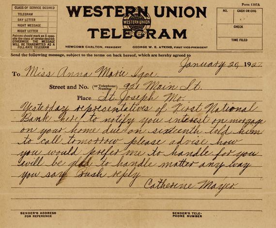 Western Union Telegram Logo - Items similar to 1927 Western Union Telegram on Etsy