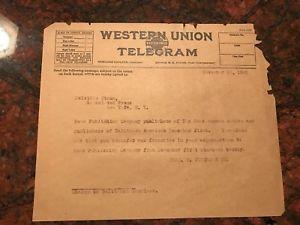 Western Union Telegram Logo - 1920 Western Union Telegram. Baltimore Amer. Charles C. Fulton & Co ...