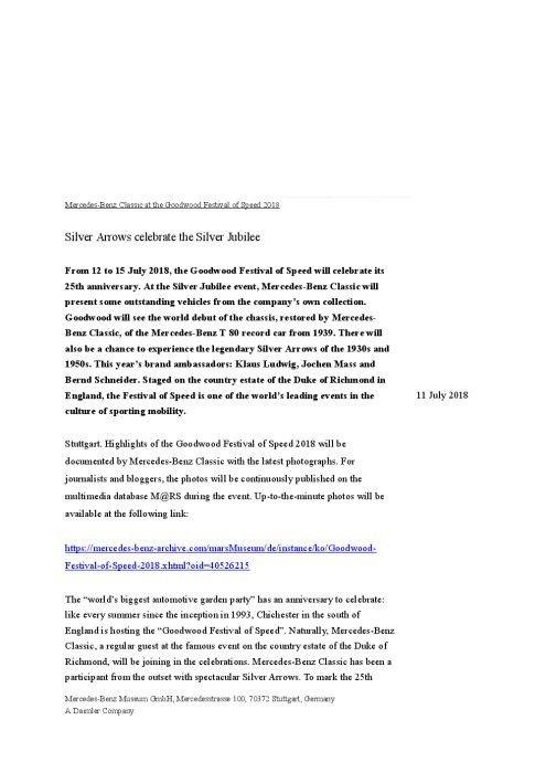 2 Silver Arrows Up Logo - Mercedes-Benz Classic at the Goodwood Festival of Speed 2018: Silver ...