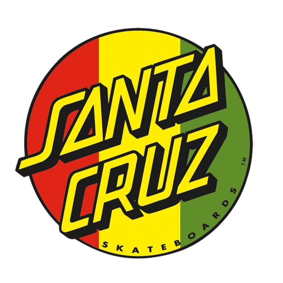 Red and Green with Gold Logo - Santa Cruz Rasta Dot Sticker 3 Inch Red Gold Green