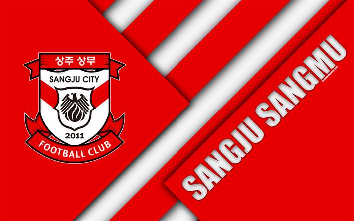 Red White K Logo - Download wallpaper Sangju Sangmu FC, 4k, logo, South Korean