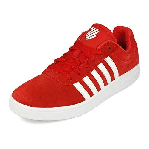 Red White K Logo - K-Swiss Court Cheswick Suede Fiery Red White: Amazon.co.uk: Shoes & Bags