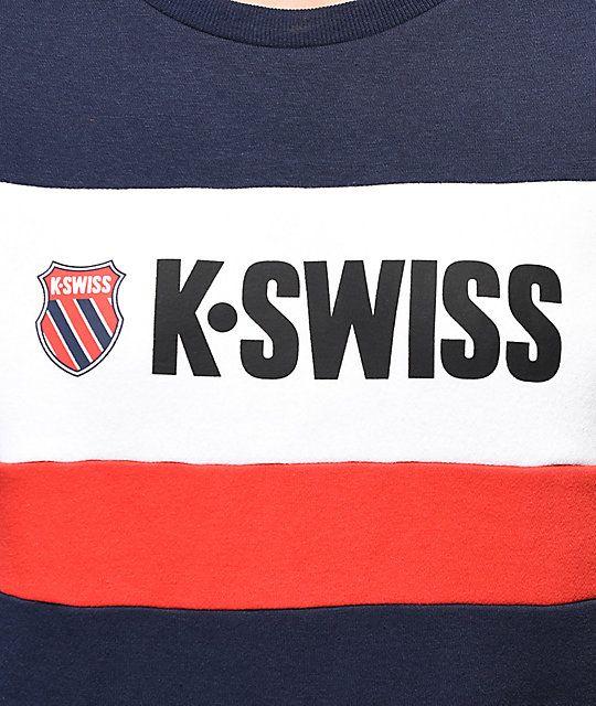 Red White K Logo - K-Swiss Layline Red, White & blue Crew Neck Sweatshirt | Zumiez