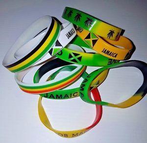 Red and Green with Gold Logo - Jamaica Rasta Red, Green & Gold Silicone Wristband Bracelet