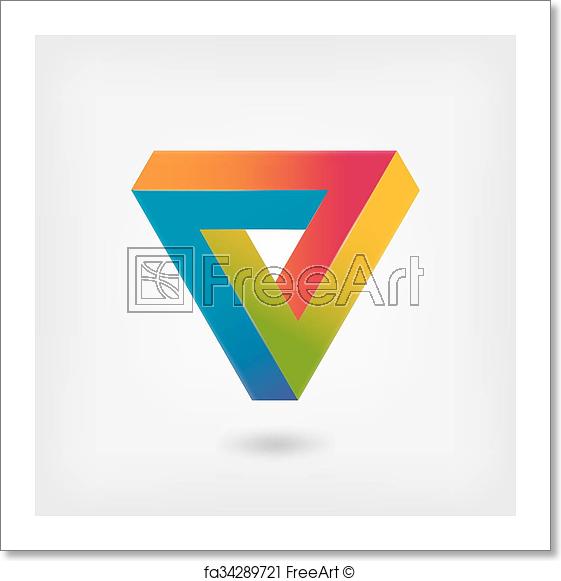 Multi Color Triangle Logo - Free art print of Penrose triangle multicolor abstract symbol