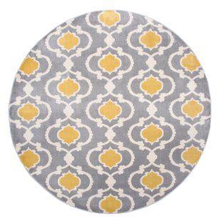 Grey and Yellow Circle Logo - Round Gold & Yellow Rugs You'll Love | Wayfair