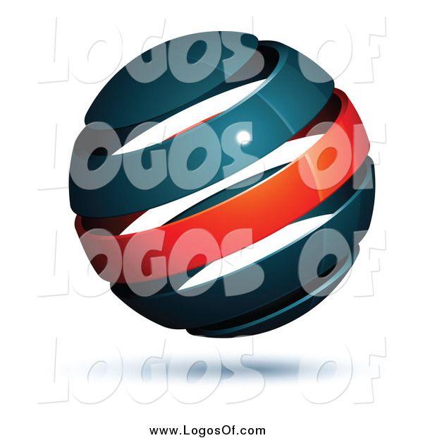 Navy Globe Logo - Vector Clipart of a 3D Floating Navy Blue and Red Globe Logo