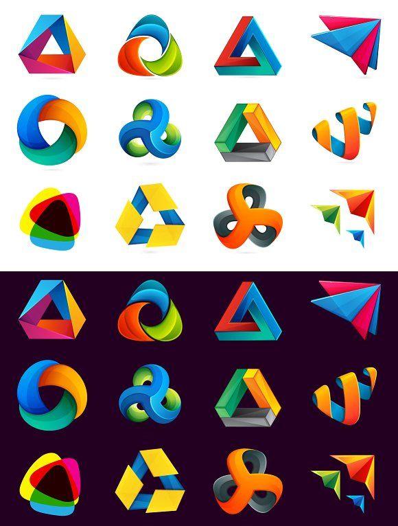 Multi Color Triangle Logo - triangle logos set Icon Creative Market