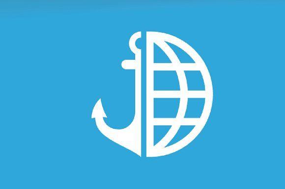 Navy Globe Logo - Vector anchor and planet logo combination. Marine and world symbol