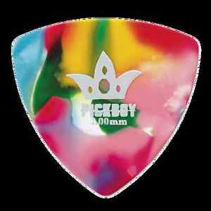 Multi Color Triangle Logo - (six) Pickboy 1.00mm Triangle Rounded Multi Color Clown Rainbow