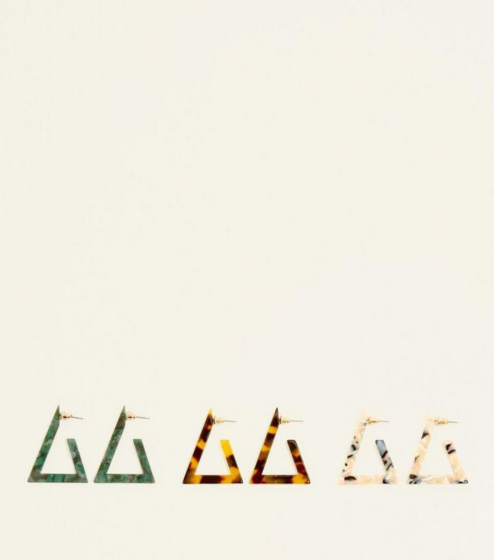 Multi Color Triangle Logo - 3 Pack Multi Colour Triangle Hoop Earrings | New Look