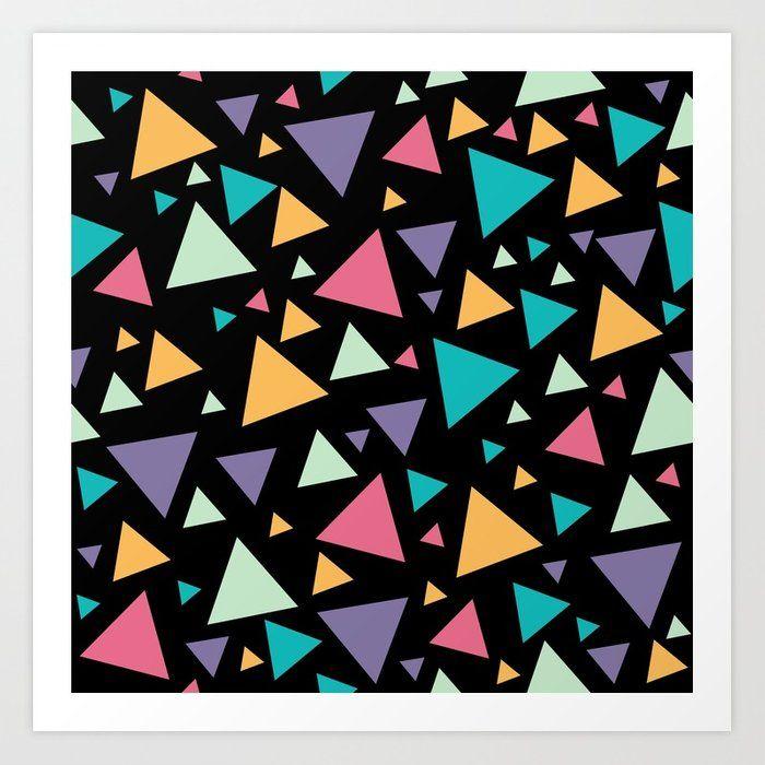 Multi Color Triangle Logo - Memphis Milano style pattern with colorful triangles, multicolor