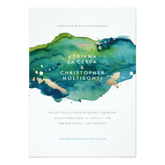 Blue Green and Gold Logo - Blue Green and Gold Splatter Wedding Invitation | Zazzle.co.uk