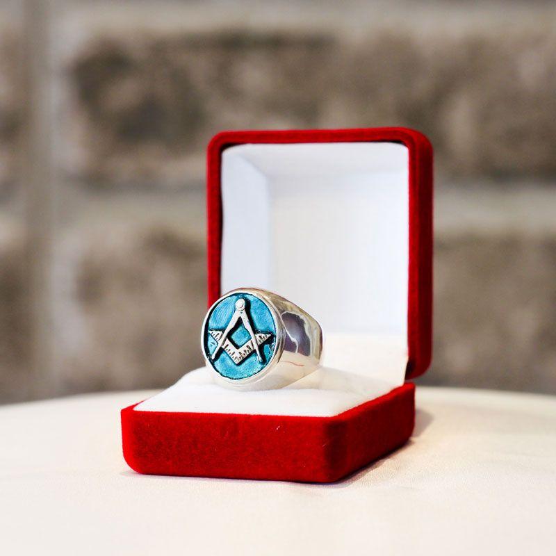 Blue Green and Gold Logo - Masonic ring - Blue Lodge of Freemasonry - Silver and Gold ...