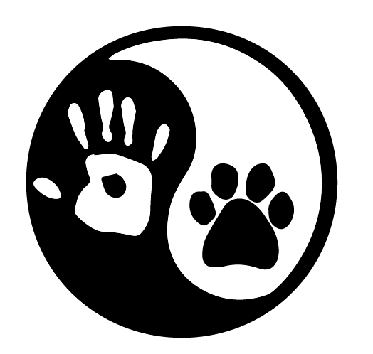 Dawg Paw Logo - Yin & Yang Paw and Human Hand Decal