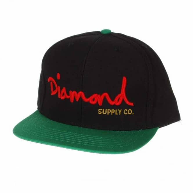 Red and Green with Gold Logo - Diamond Supply Co. Diamond OG Logo Snapback Cap Black Green Red Gold